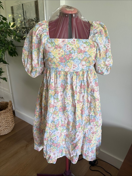 Joe Fresh Dresses & Skirts - Joe Fresh Pastel Floral Puff-Sleeve Square-Neck Dress